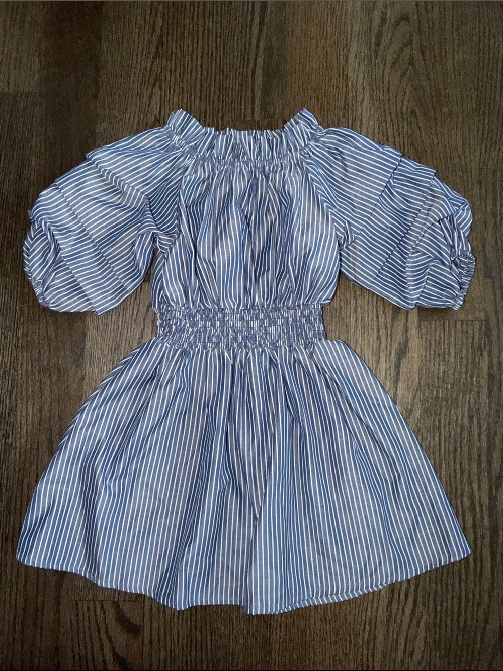 Habitual Kids Blue and White Striped Smocked Dress - size 5/6